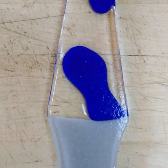 Handmade Fused Glass Blue/Grey Lava Lamp Suncatcher - Picture 5 of 8